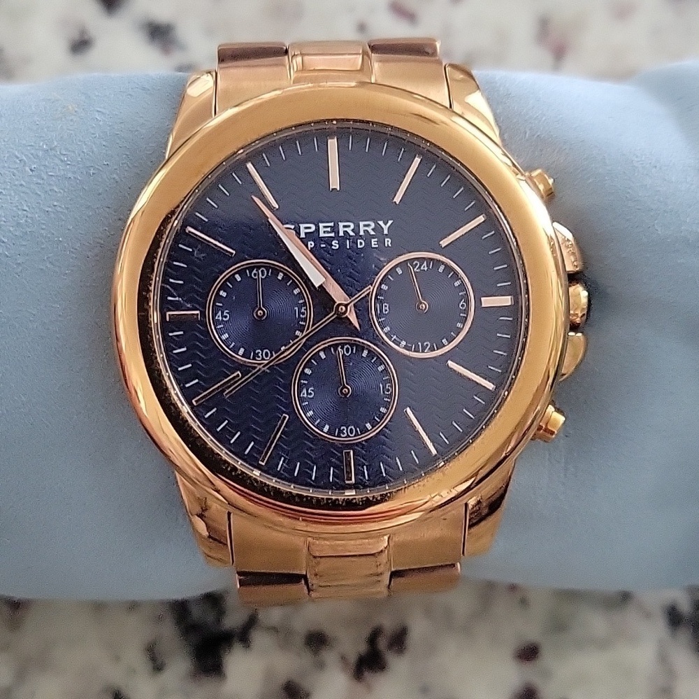 Sperry Top-Sider Halyard Womens Blue Dial Rose Gold Steel Bracelet Watch - Picture 3 of 6
